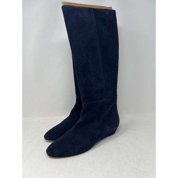 WOMEN'S LOEFFLER RANDALL Matilde Wedge Tall Blue Suede 8.5‎ B Revolve Exclusive - Picture 1 of 14